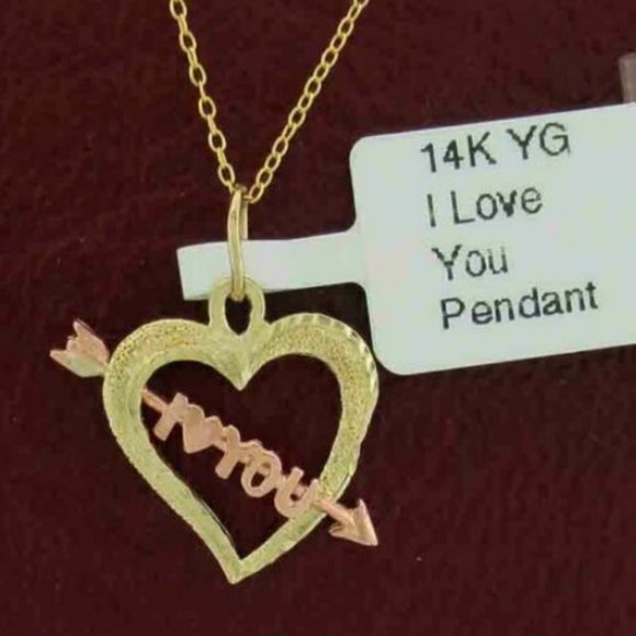 I Love You Pendant 14k Yellow Gold